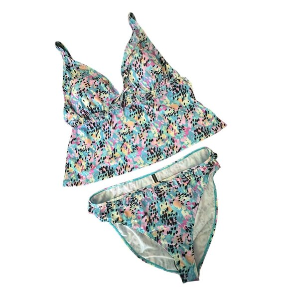 TAHARI NWT Romance Tankini Swim Set in Color/Water Lilies Women's PLUS Sz 3X - Picture 10 of 10